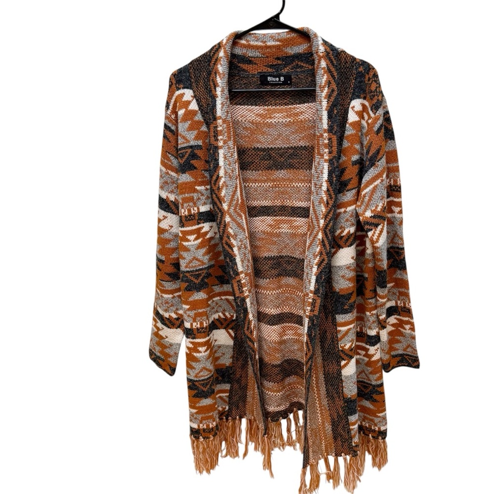 Blue B Collection Women’s Open Front Oversized Western Aztec Cardigan Size Small